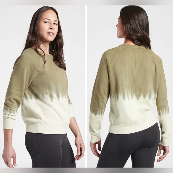 Athleta Sundown Dip Dye Sweatshirt -Olive Womes size Small - Picture 1 of 7